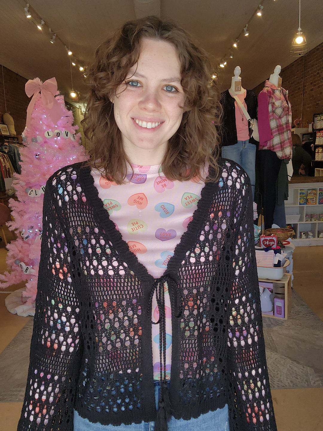 L/XL Candy Hearts Mesh Top FINAL SALE
