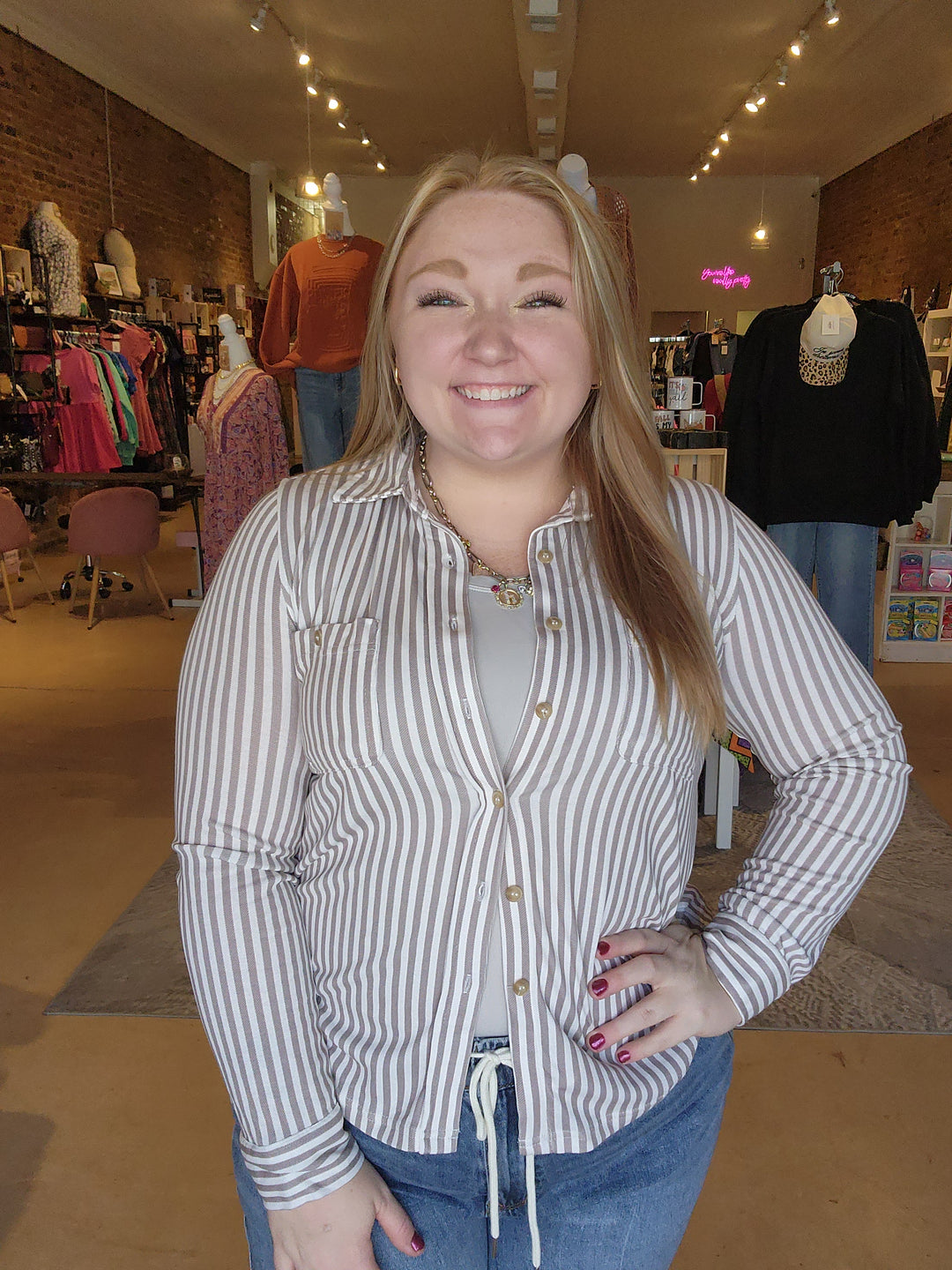 Stripe Collared Button Down