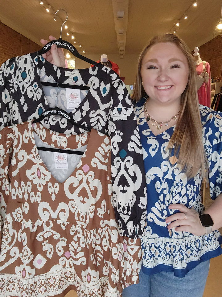 S, M, L Ikat Blouse FINAL SALE