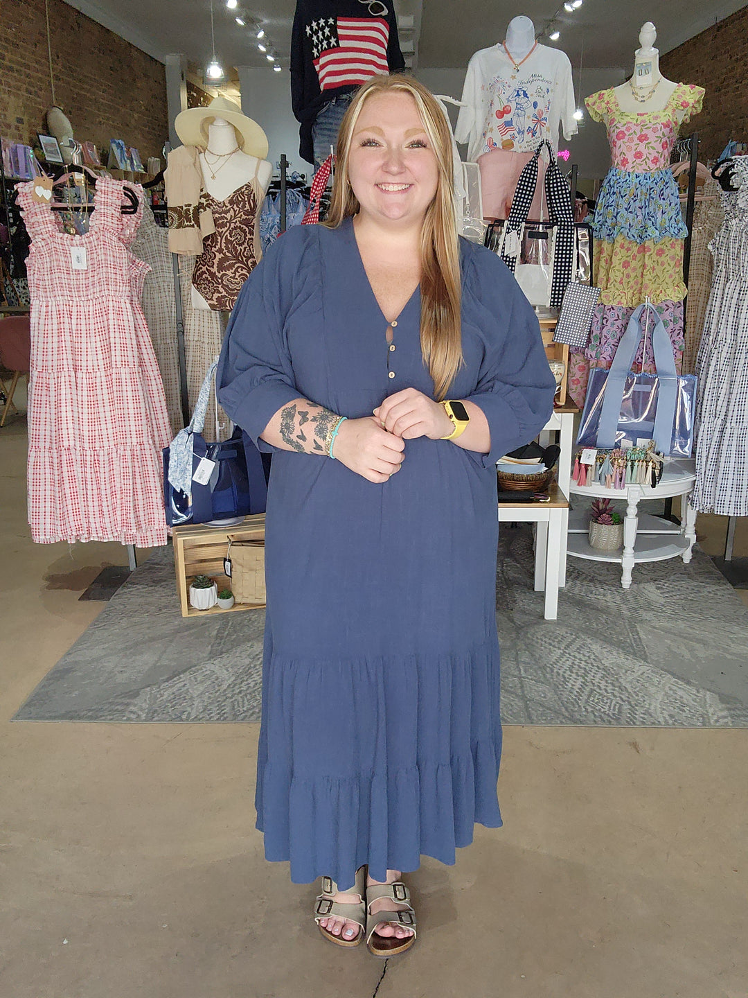 Linen Peasant Dress