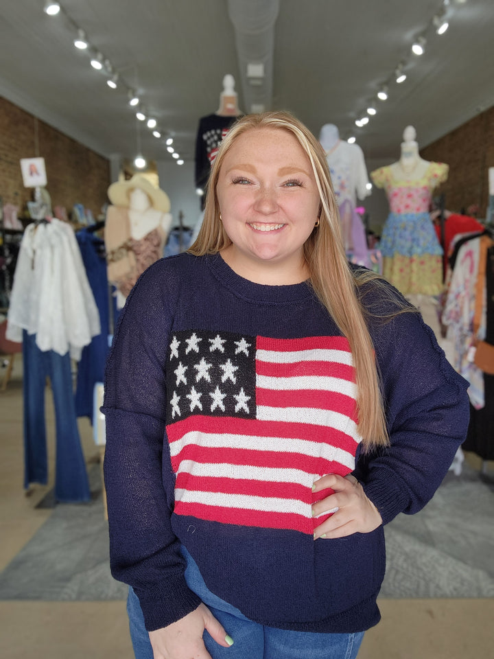 American Flag Knit Pullover