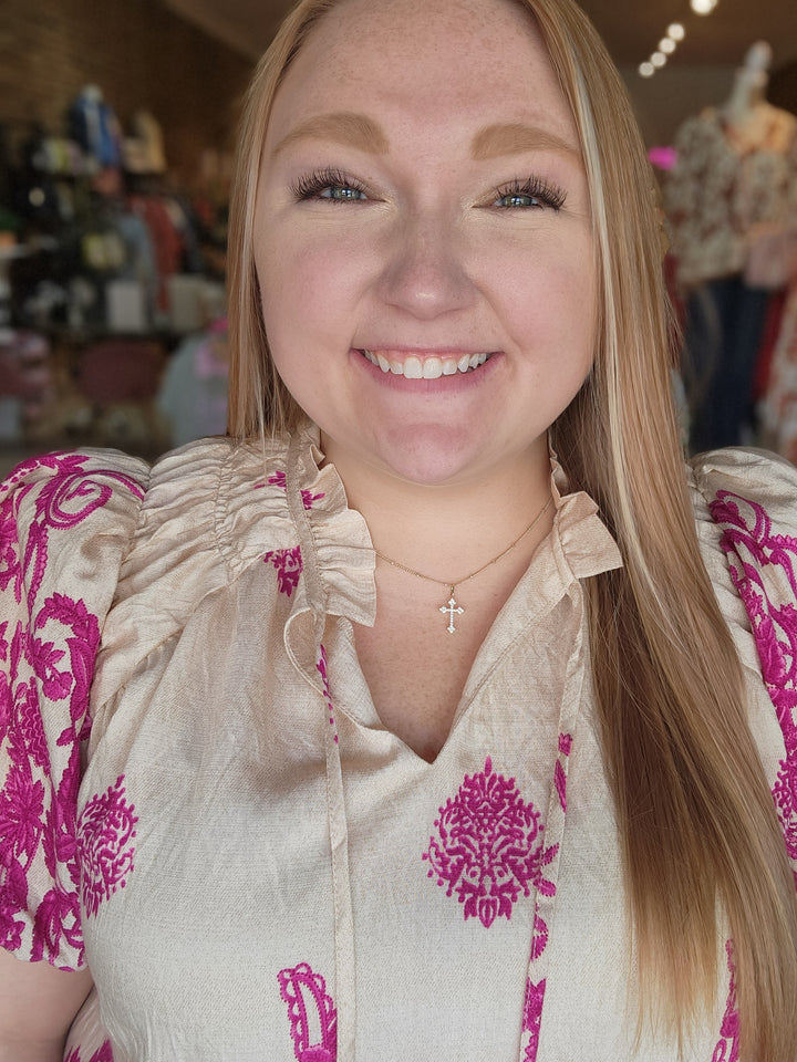 Printed Shirred Top