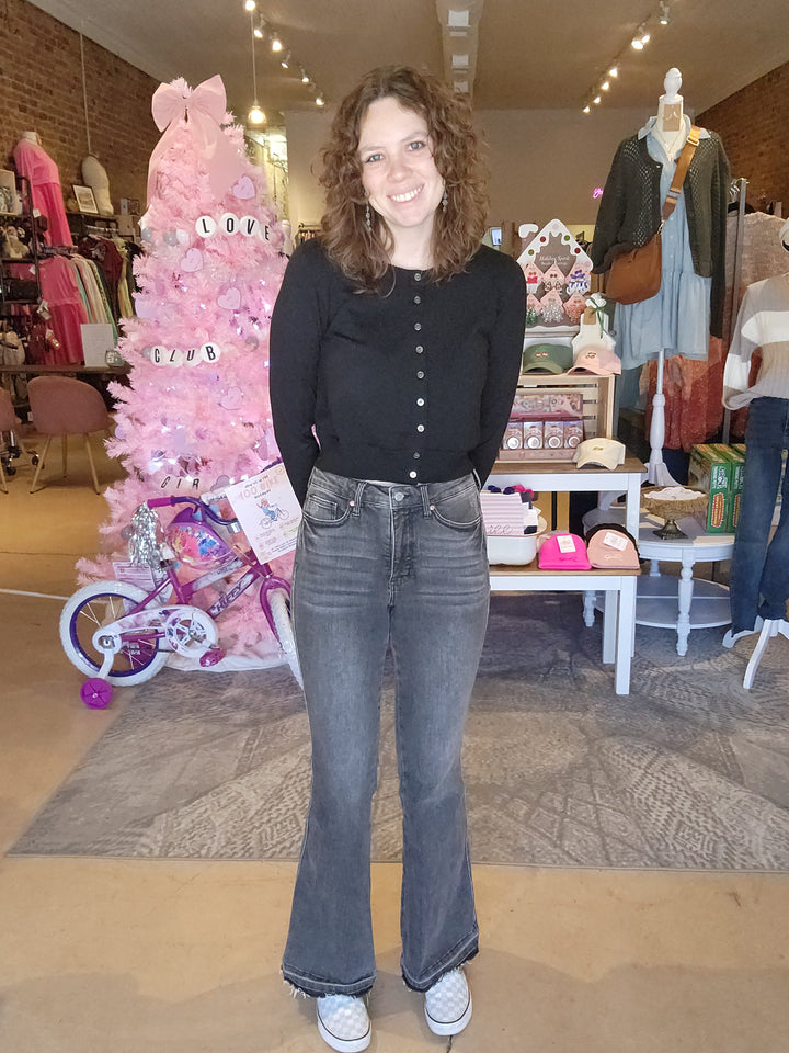 Button Front Black Cardigan