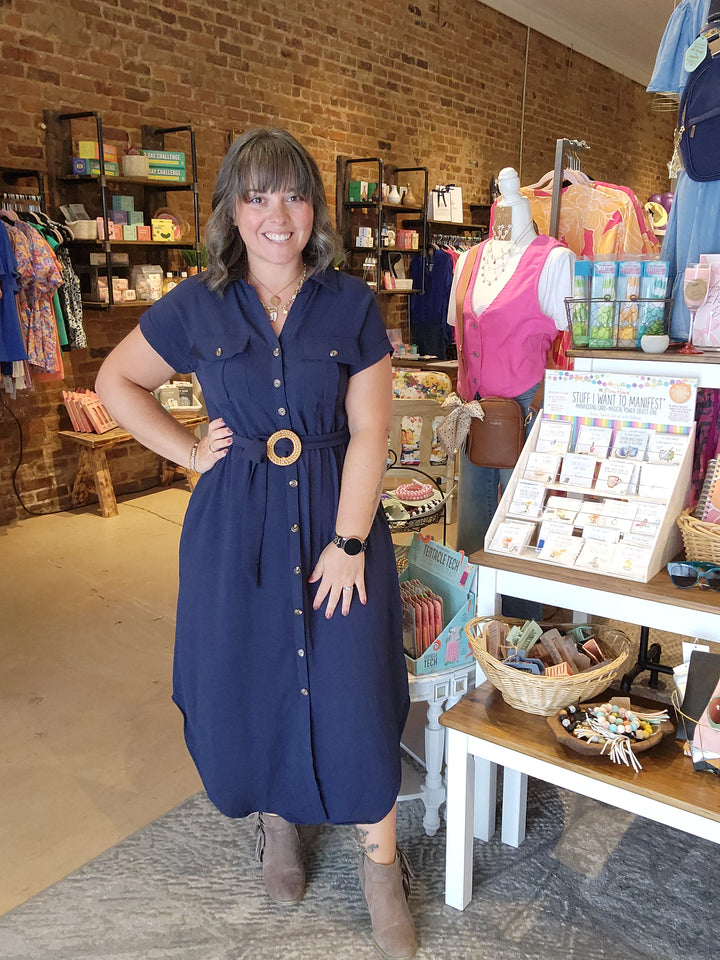 Belted Button Up Dress