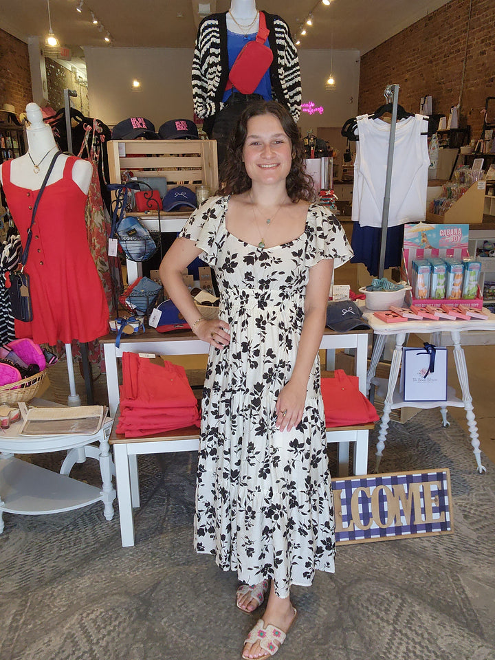 Floral Flounce Midi Dress
