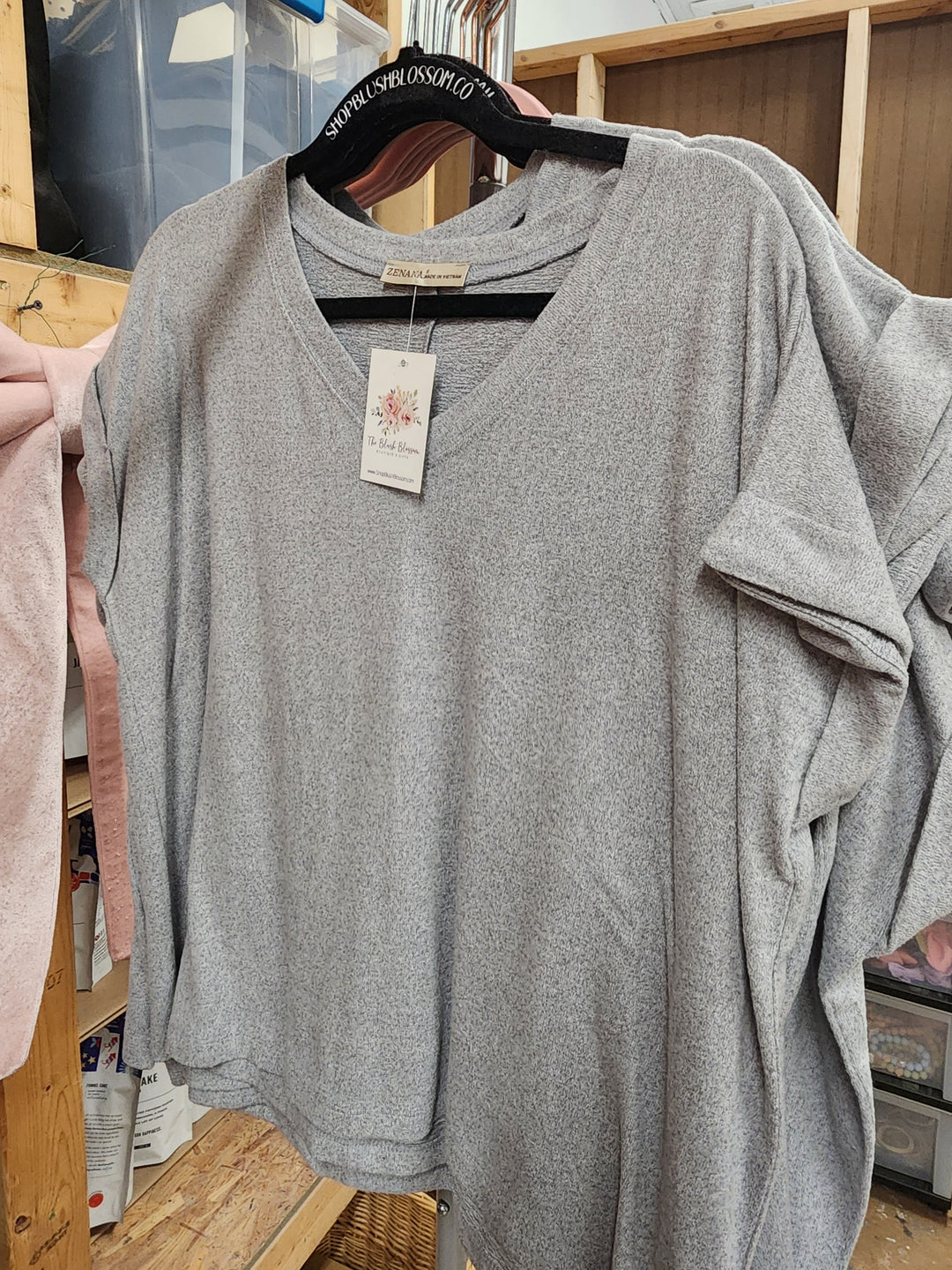 Gray Dreamy V Neck Tee