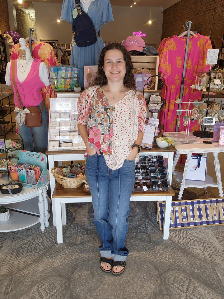 Floral Color Block Top