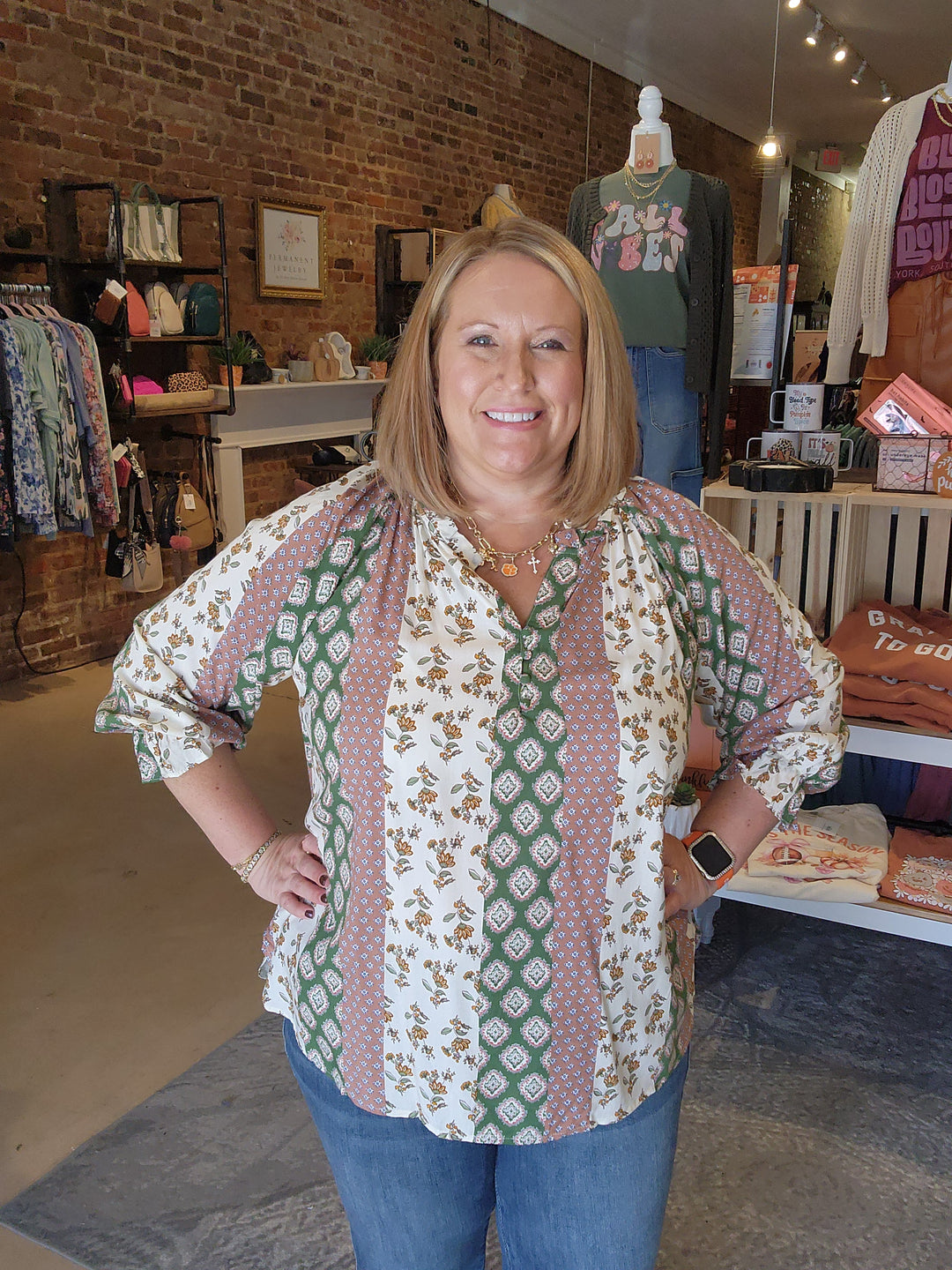 Boho Vertical Stripe Blouse