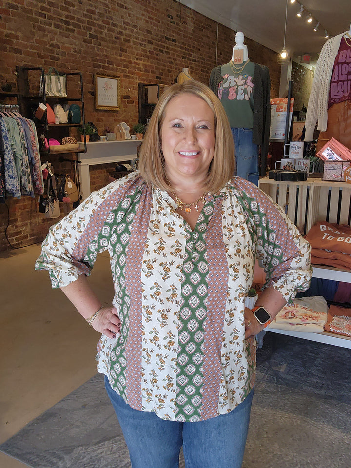 Boho Vertical Stripe Blouse