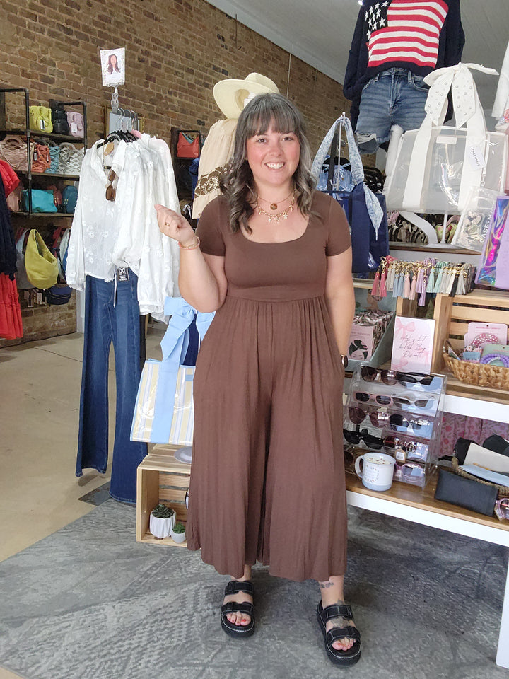 Brown Cropped Romper