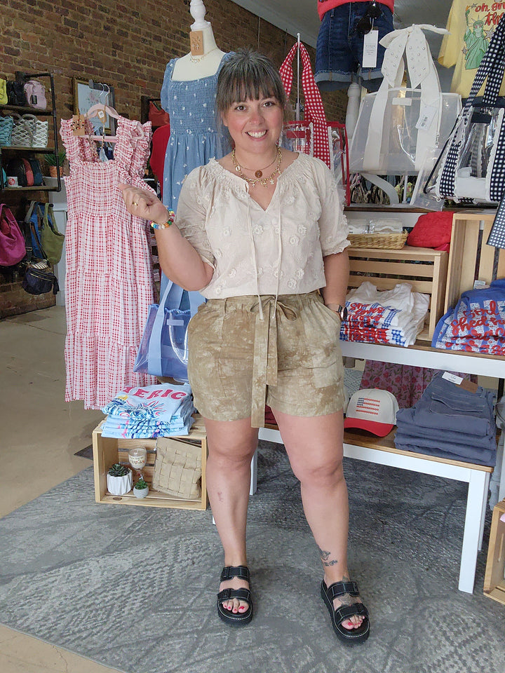 Tie Dye Belted Shorts