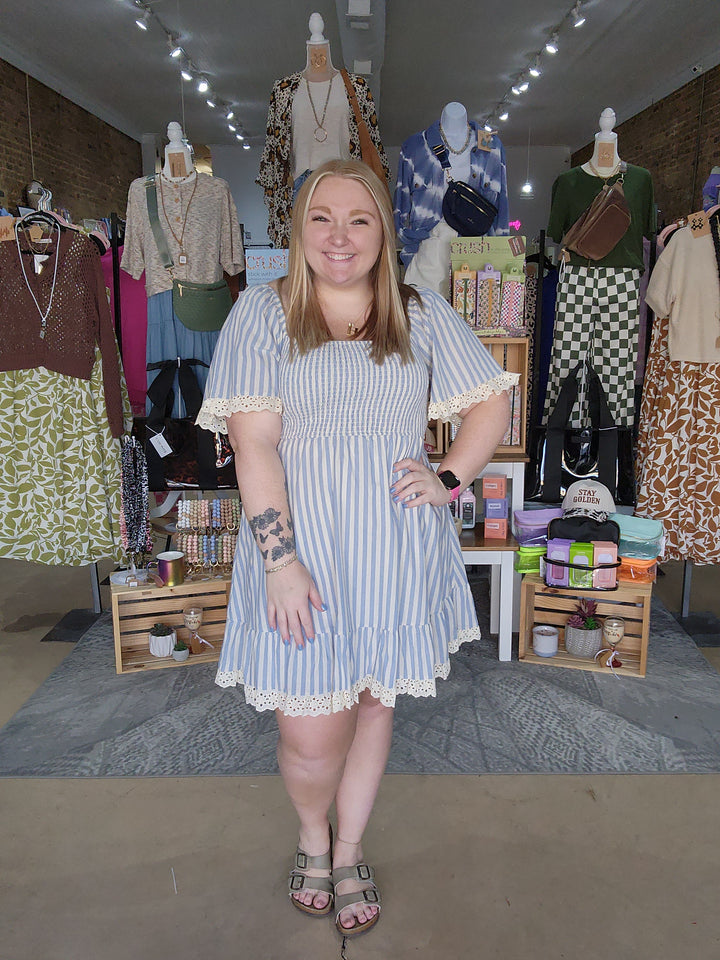 Linen Smocked Eyelet Dress