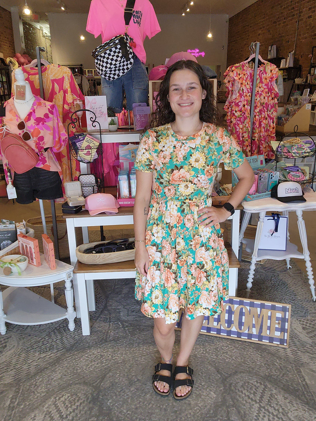 Mint Floral Fit and Flare Dress