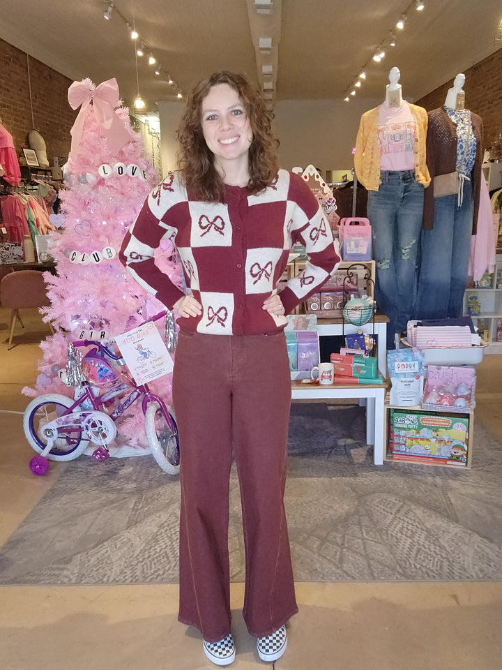 Checkered Bow Sweater