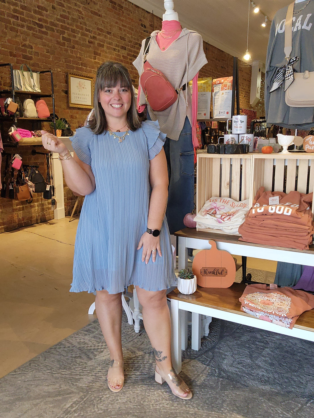 Flutter Sleeve Accordion Dress