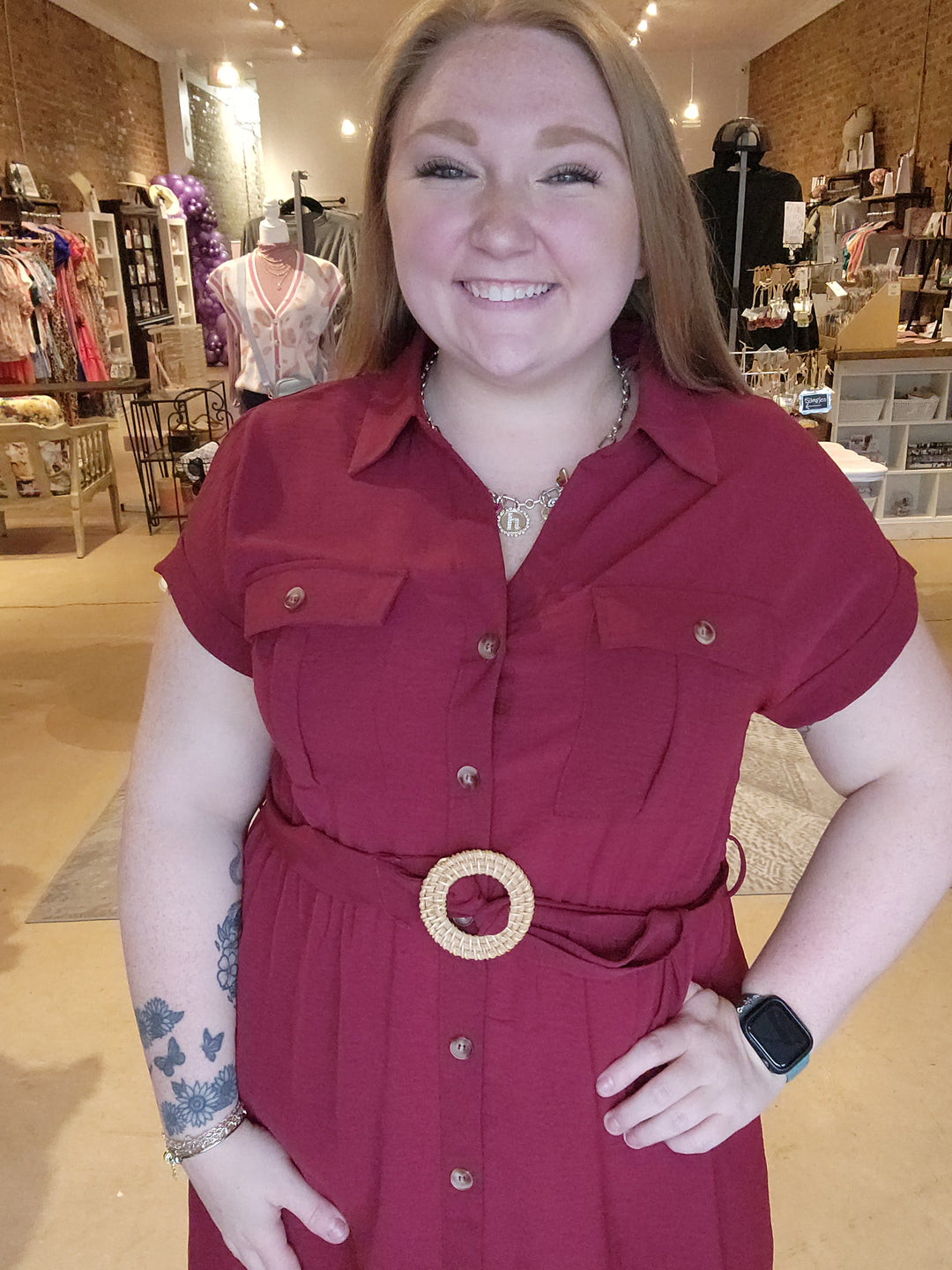 Belted Button Up Dress