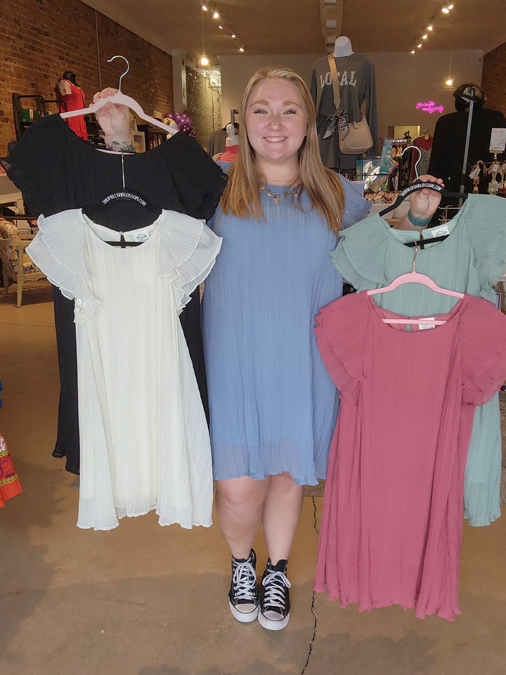 Flutter Sleeve Accordion Dress