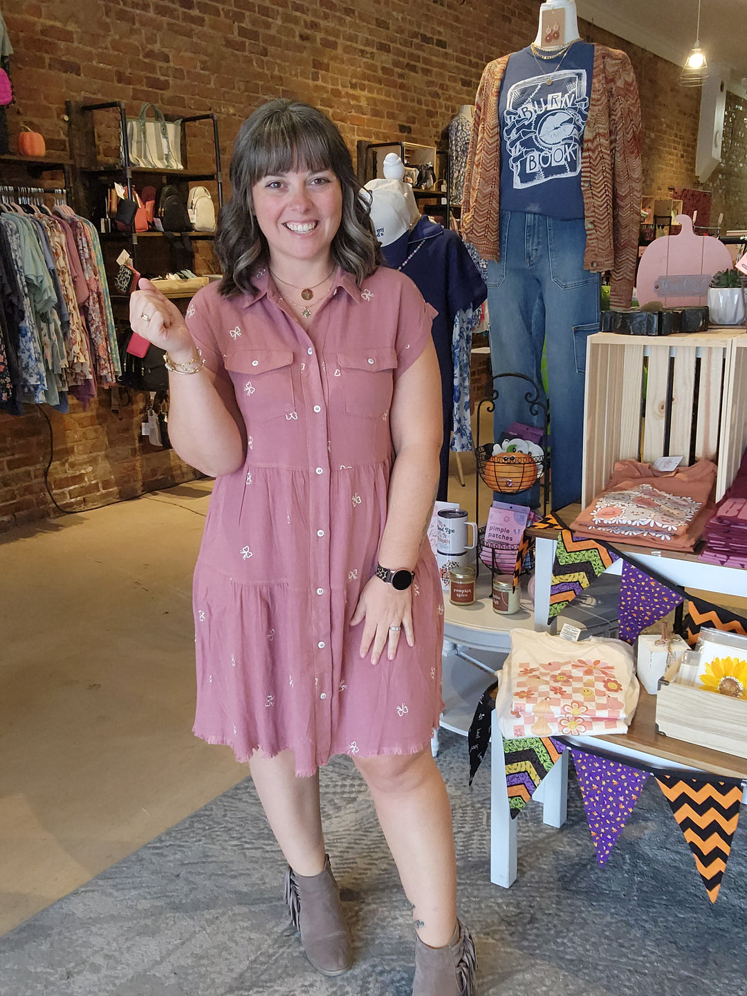 Bow Button Up Dress