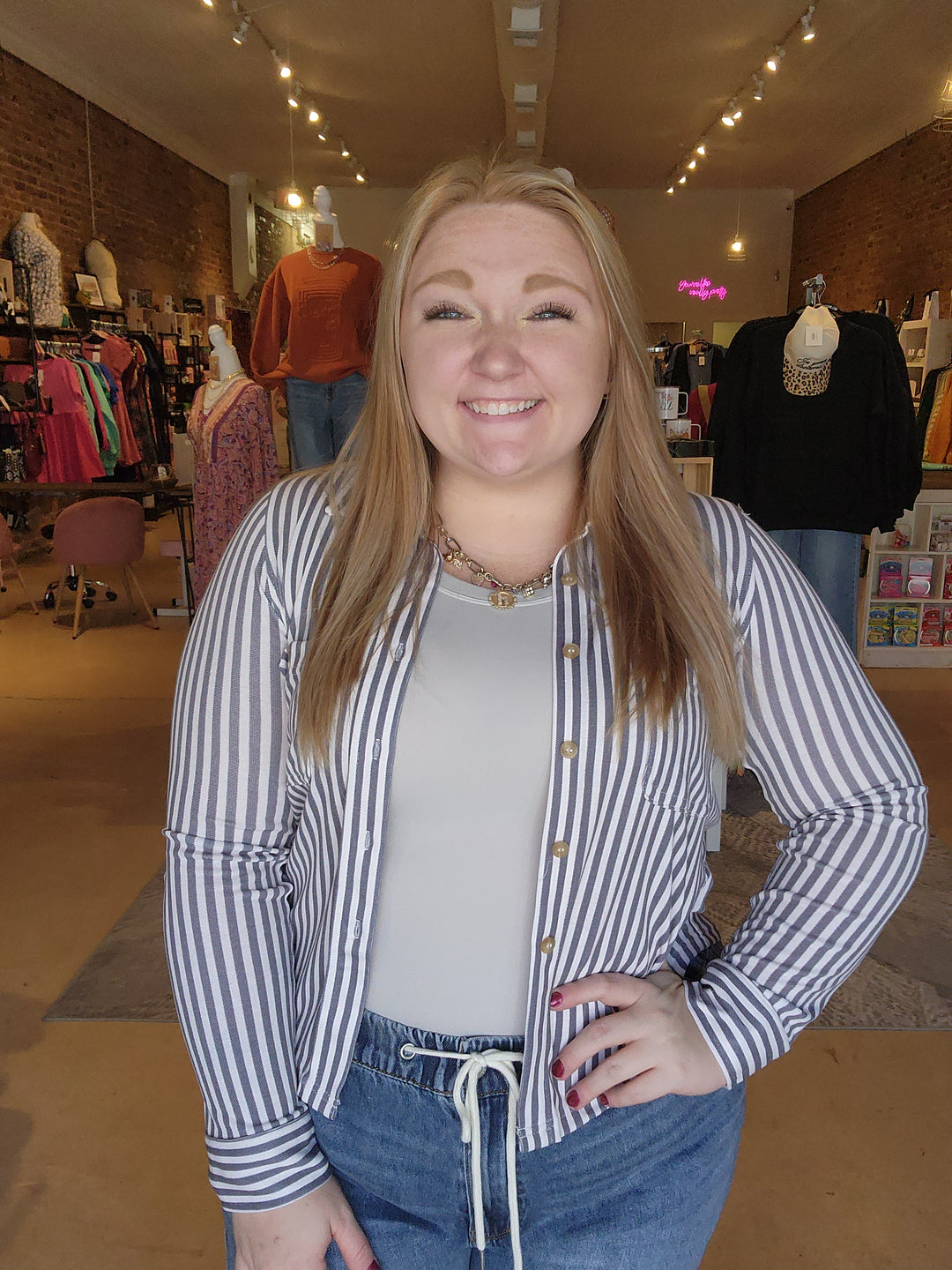 Stripe Collared Button Down