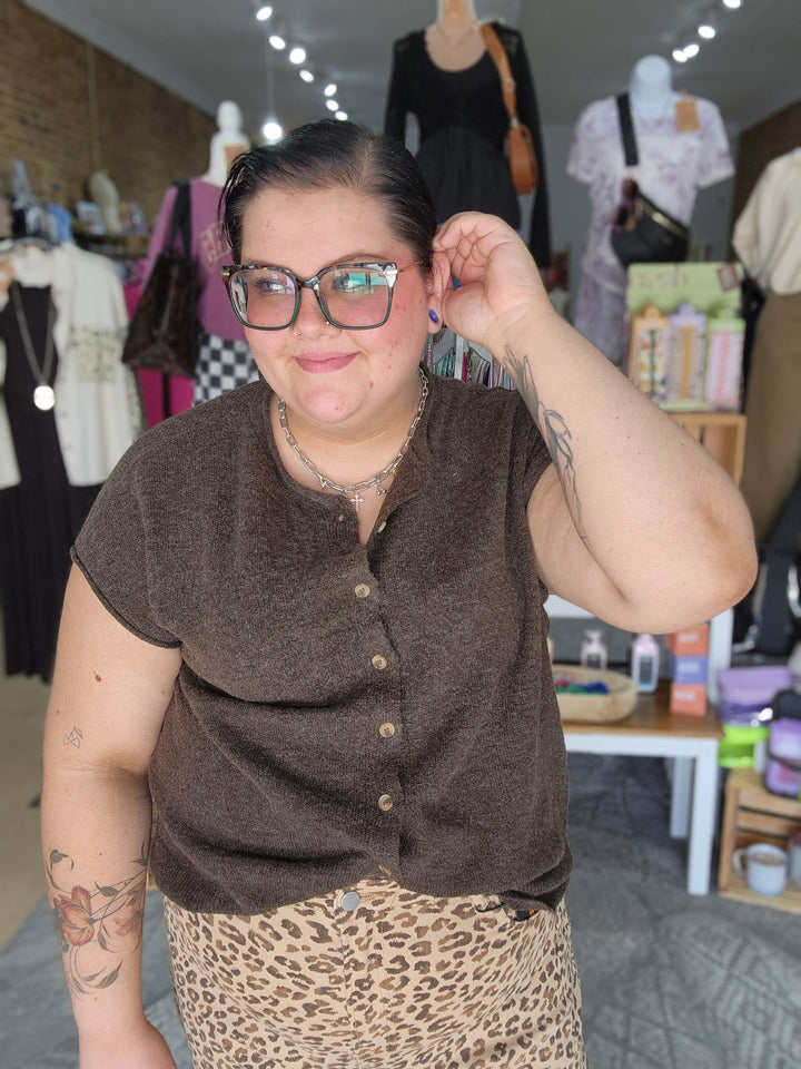 Raw Edge Sleeveless Cardigan