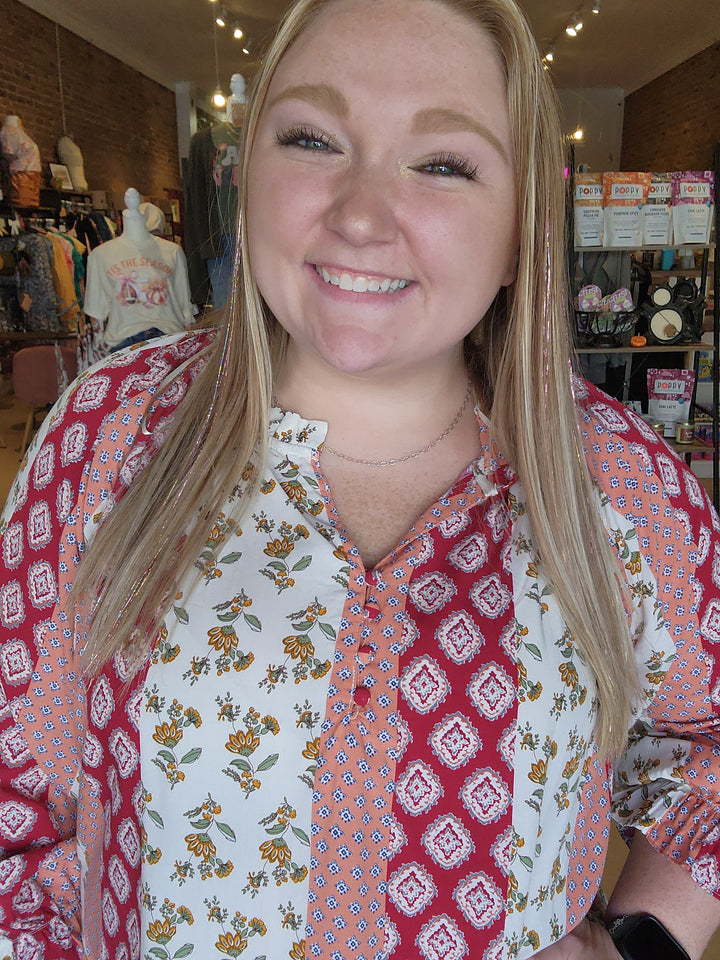 Boho Vertical Stripe Blouse