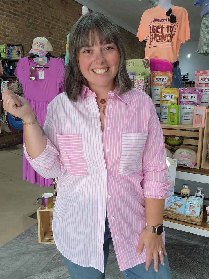 Half and Half Button Up Top