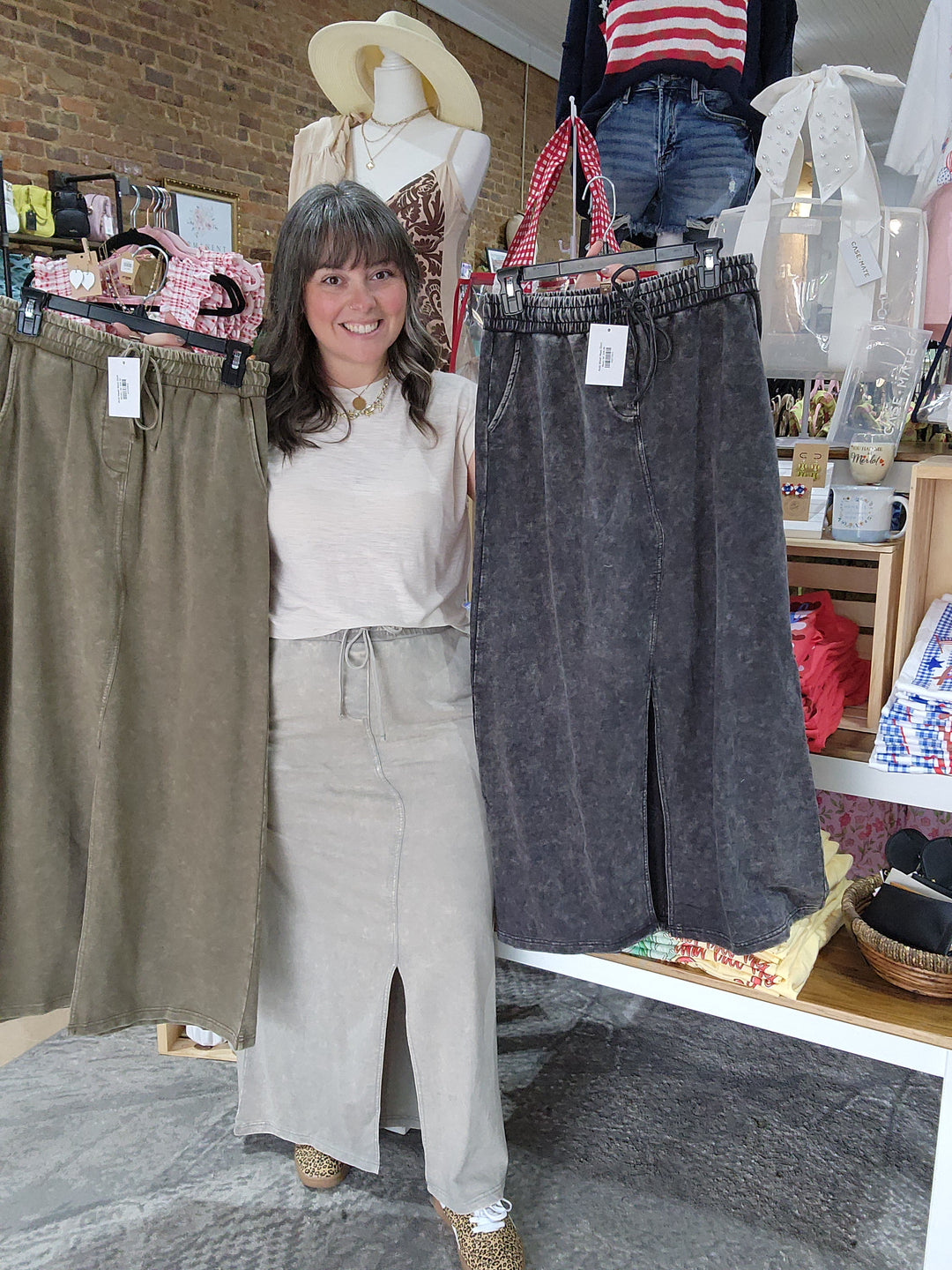 Acid Wash Maxi Skirt