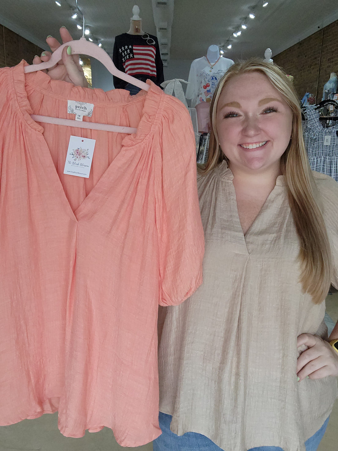Scrunched Textured V Neck Top