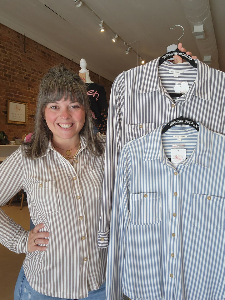 Stripe Collared Button Down