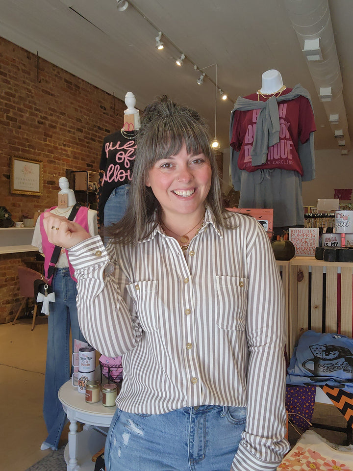 Stripe Collared Button Down