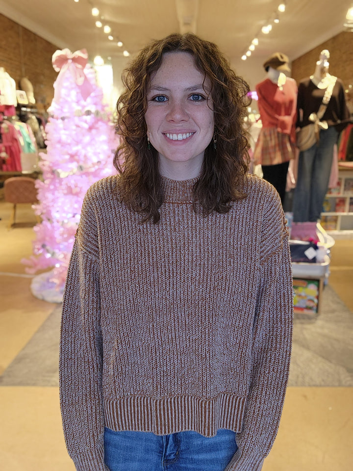 Brown Mock Neck Sweater