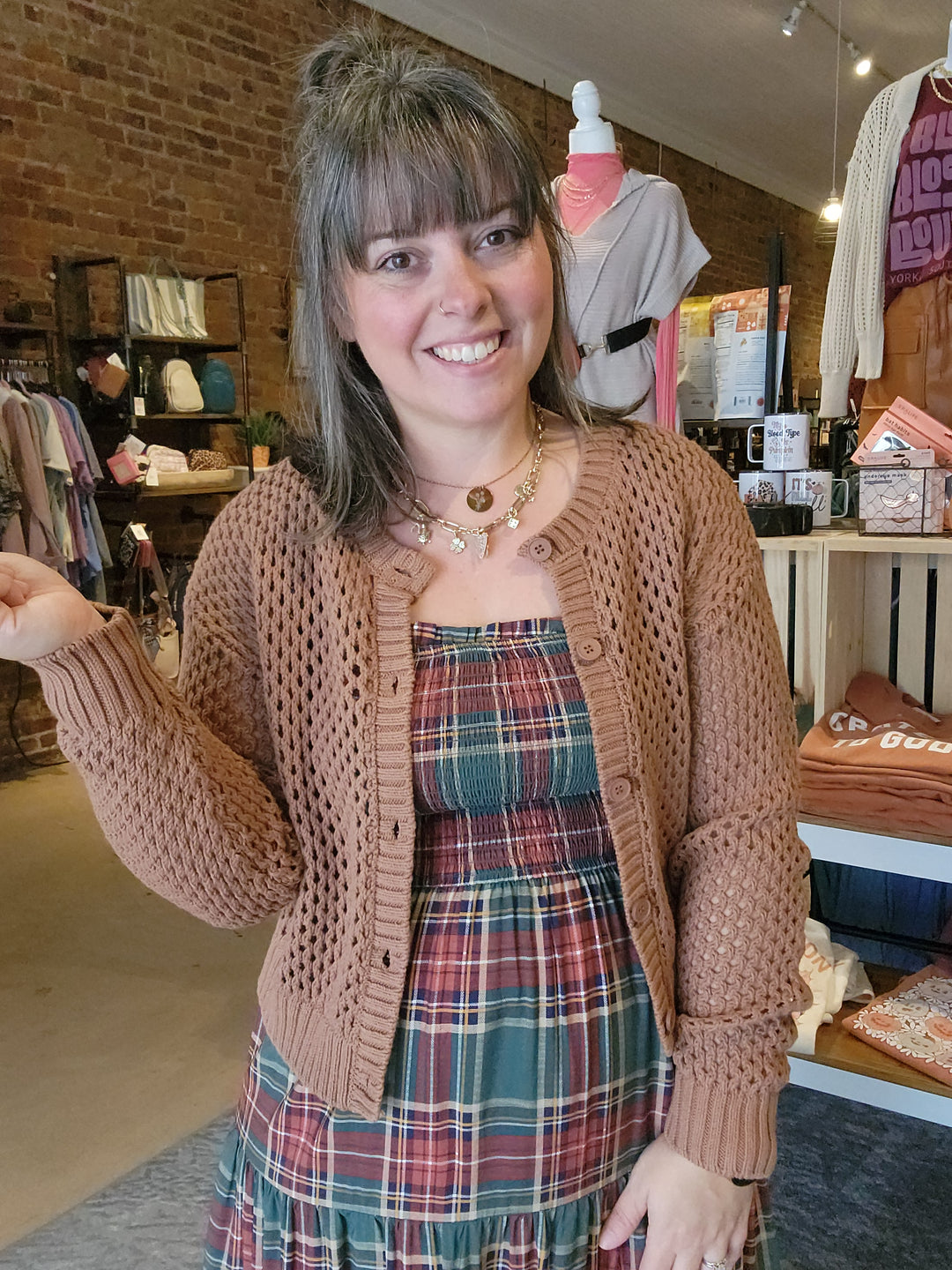 Open Weave Button Up Cardigan