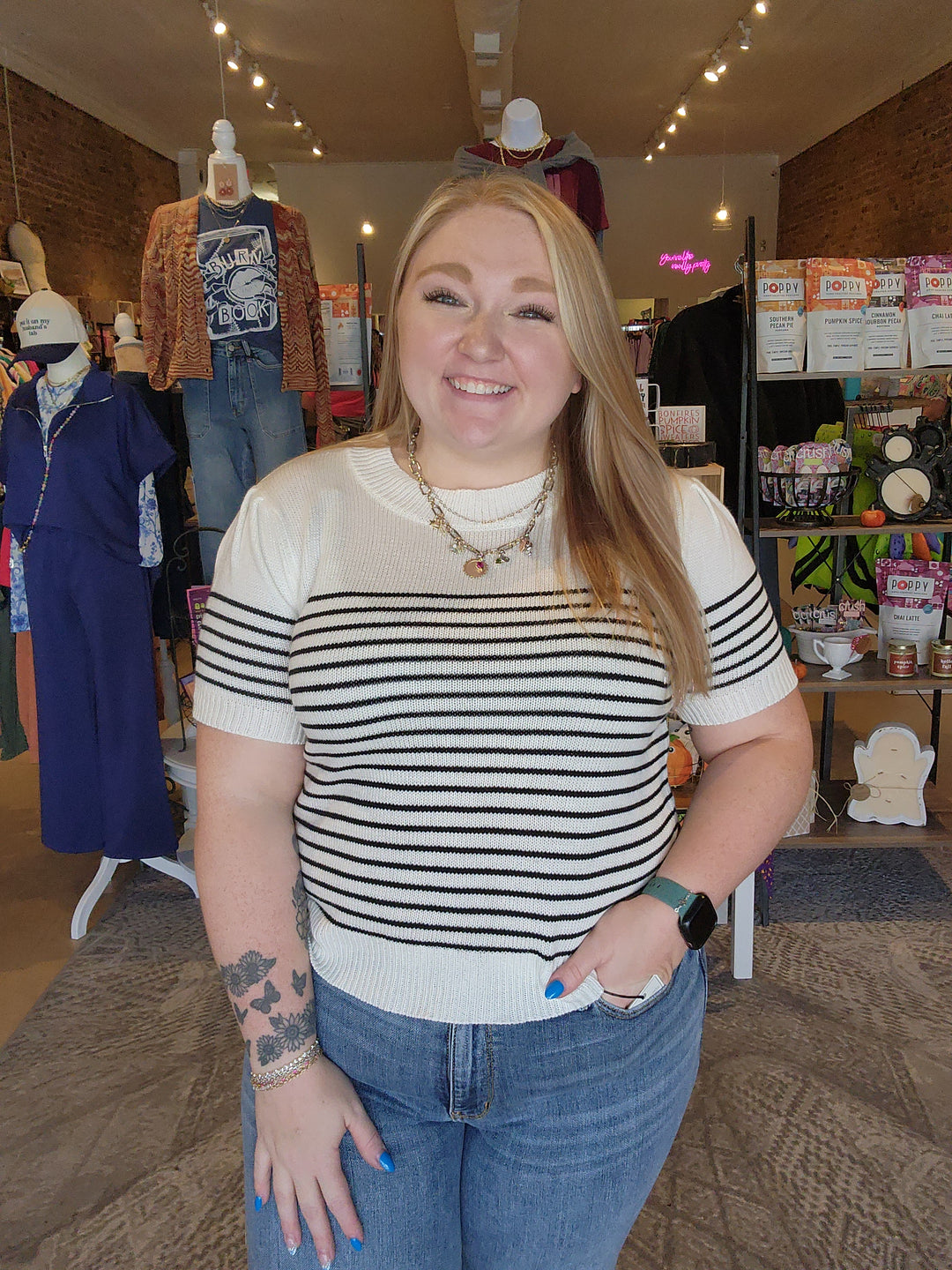 Ivory & Black Stripe Sweater