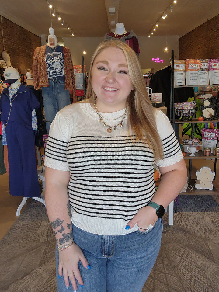 Ivory & Black Stripe Sweater