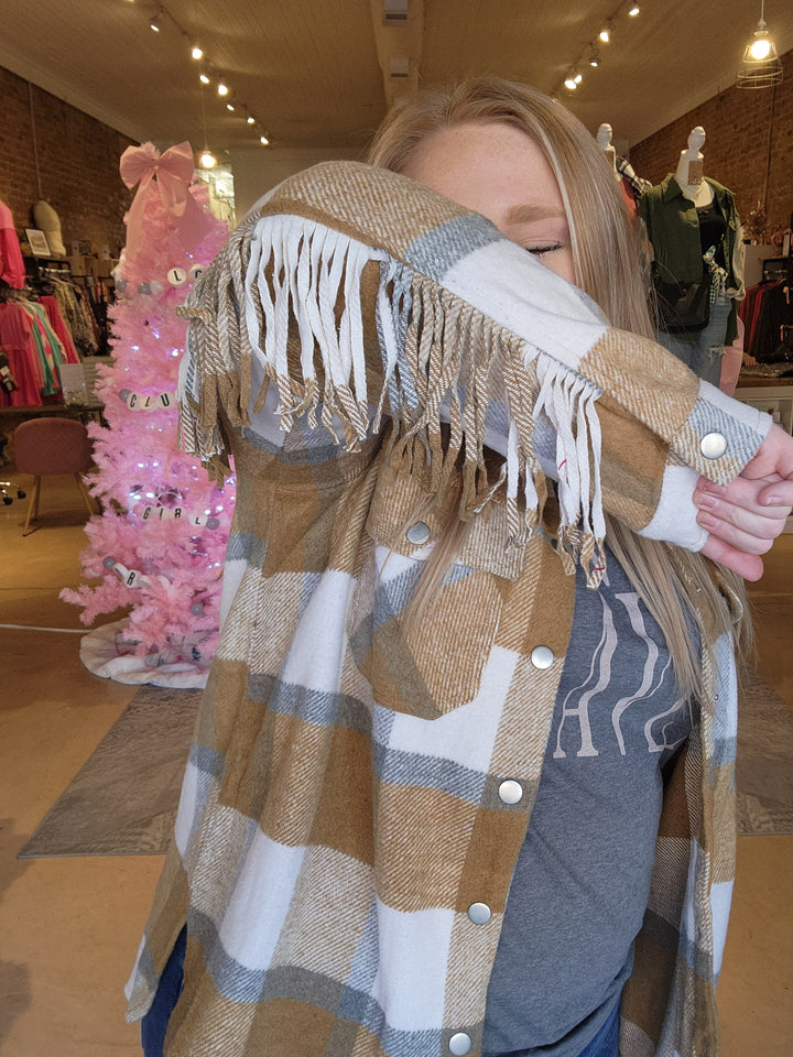 Plaid Fringe Jacket