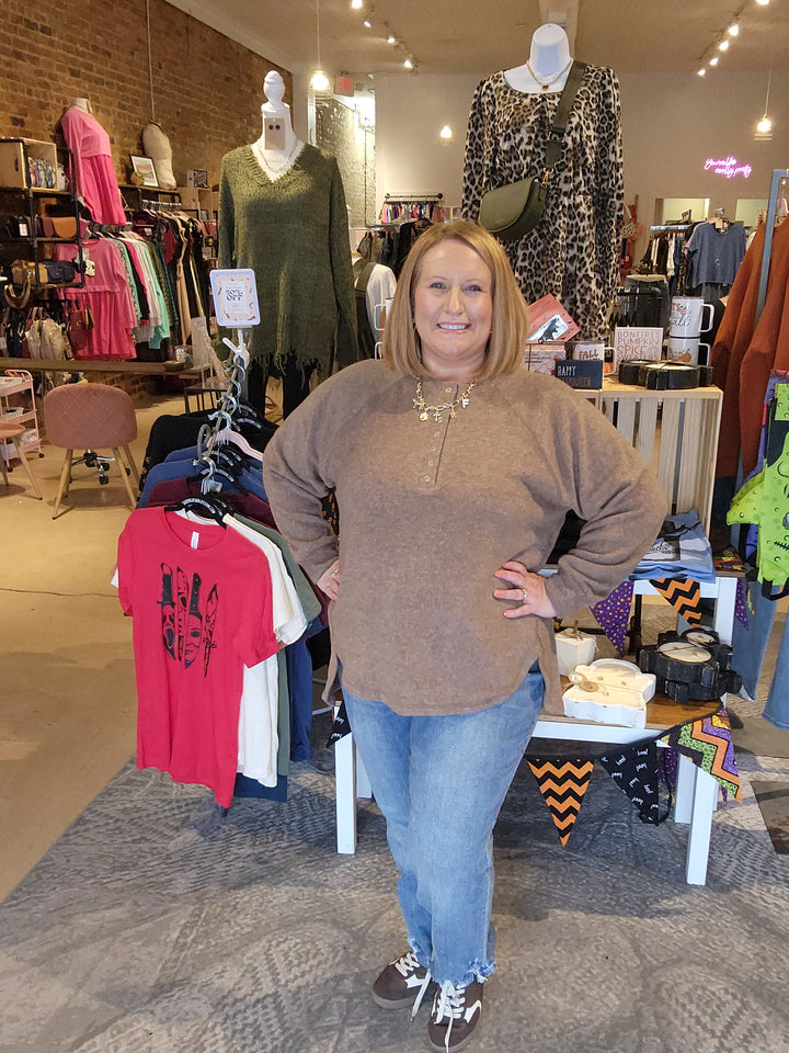 Quarter Button Cozy Top