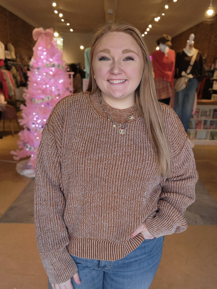 Brown Mock Neck Sweater