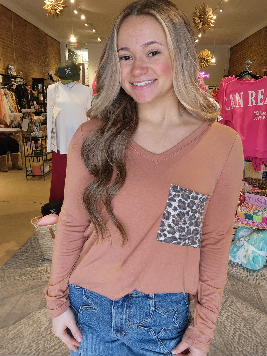 Leopard Pocket Long Sleeve Tee