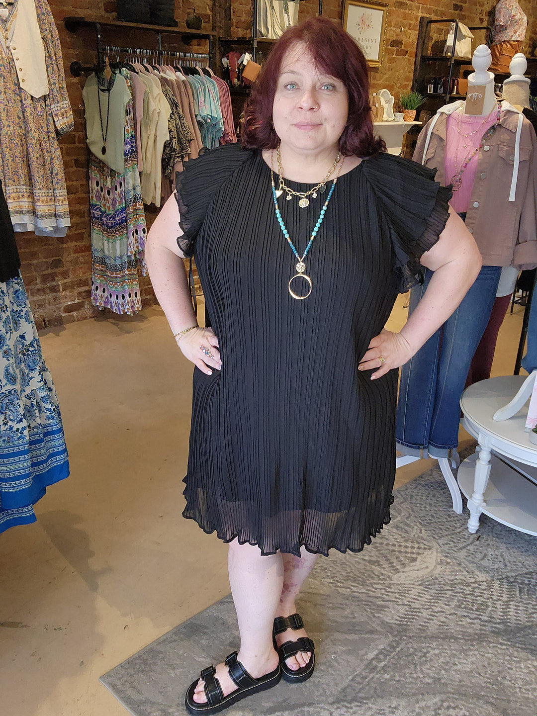 Flutter Sleeve Accordion Dress