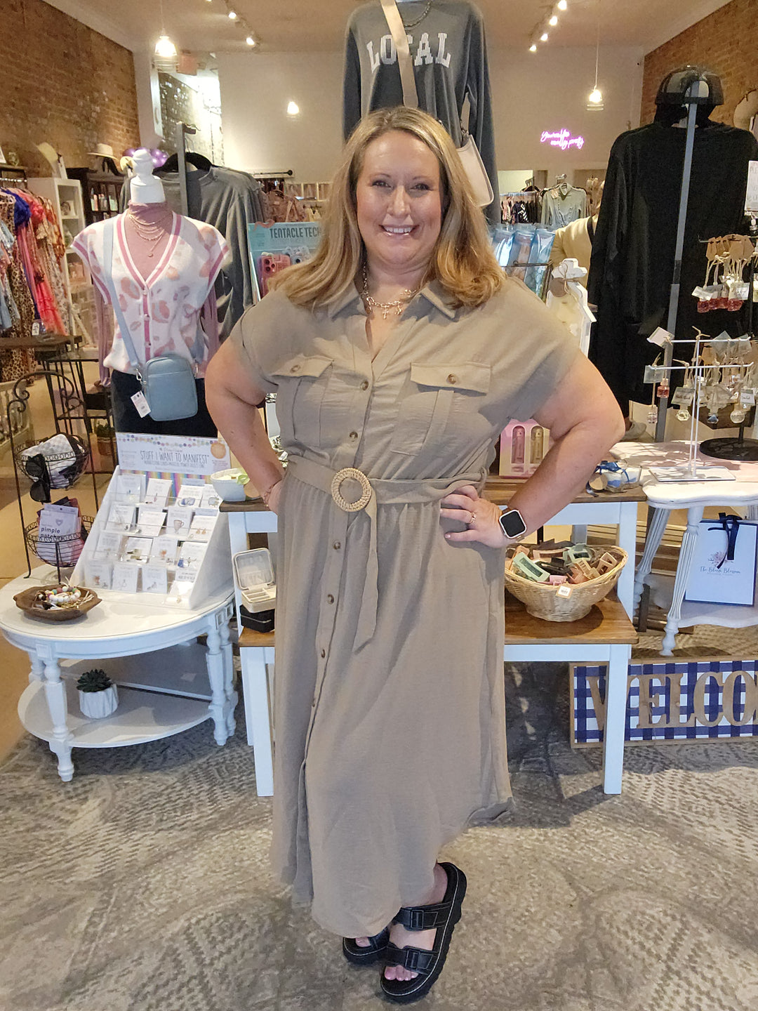 Belted Button Up Dress