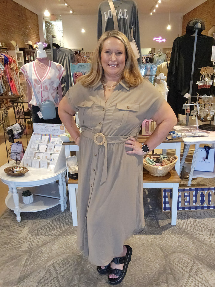 Belted Button Up Dress