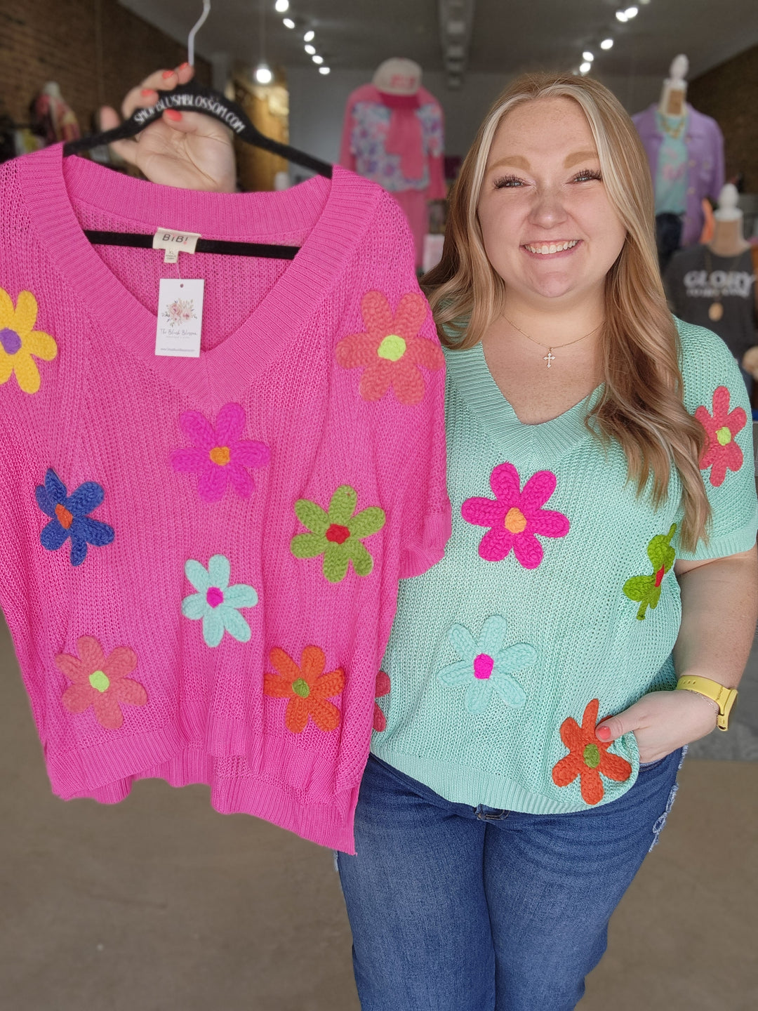 Crochet Flower Open Weave Top