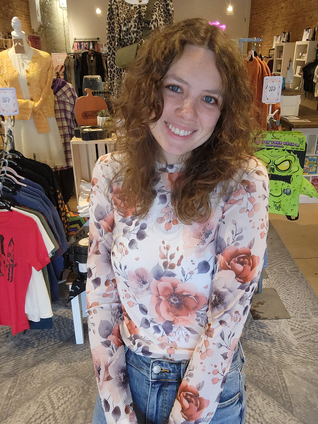 Fall Floral Mesh Shirt