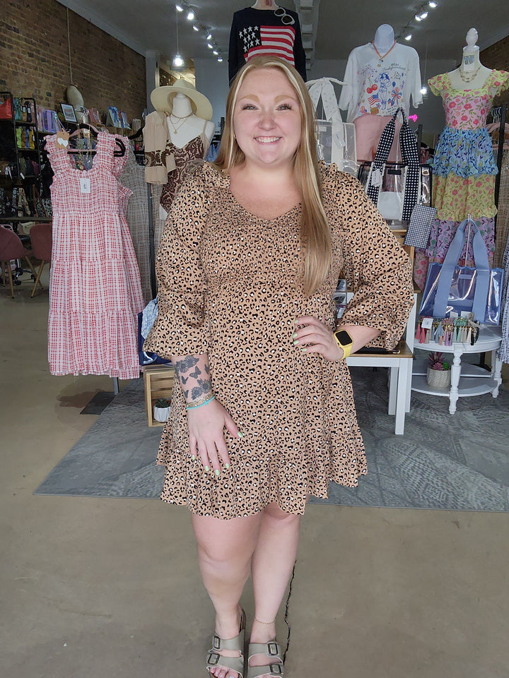 Smocked Leopard Dress