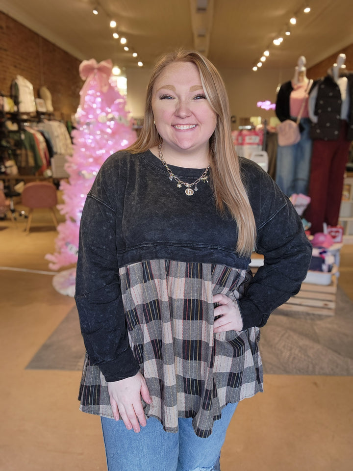 Two Tone Oversize Babydoll Top