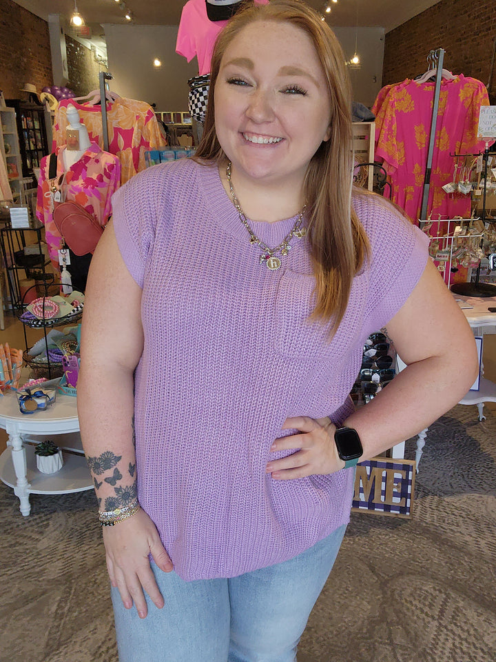 Patch Pocket Sleeveless Knit Top