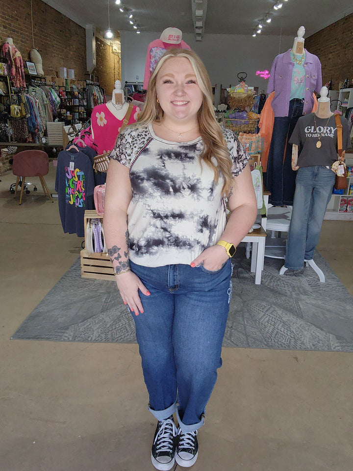 Risen Slouchy Crop Flower Patch Jeans