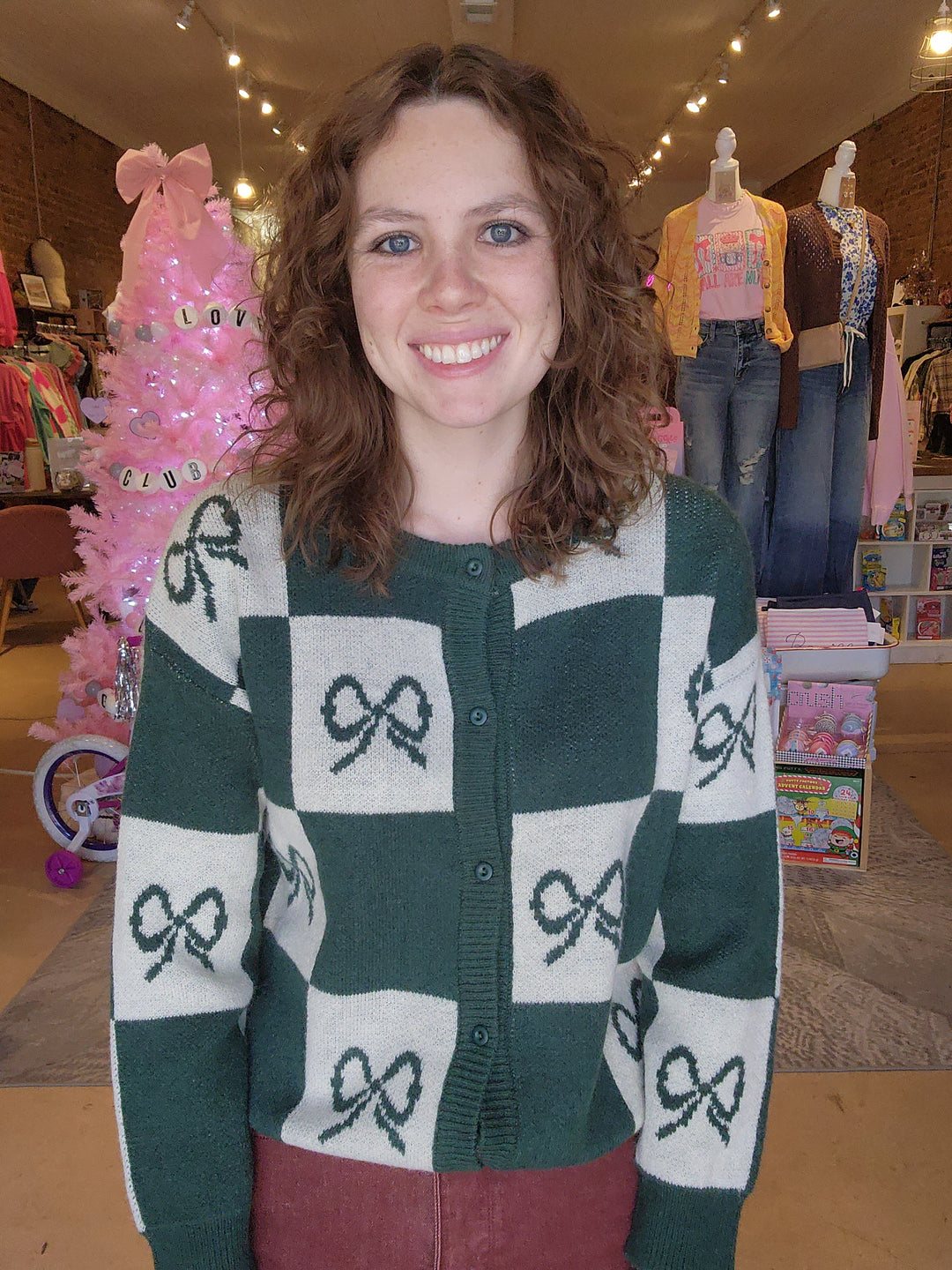 Checkered Bow Sweater