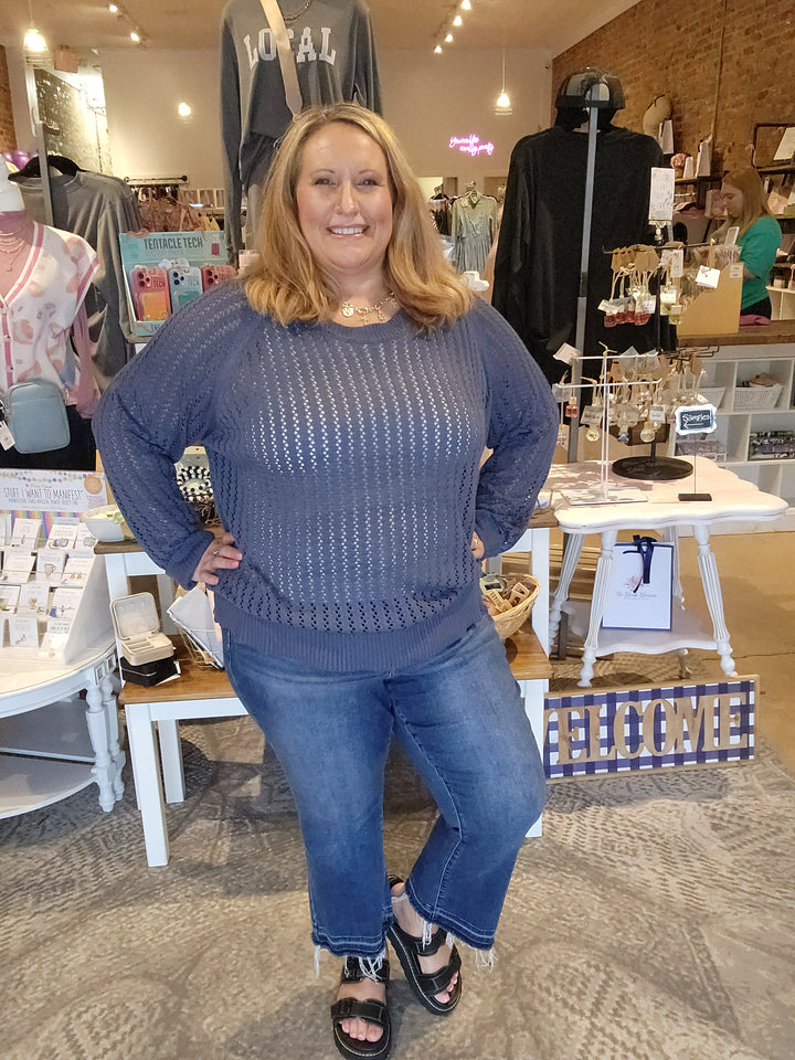Navy Open Weave Knit