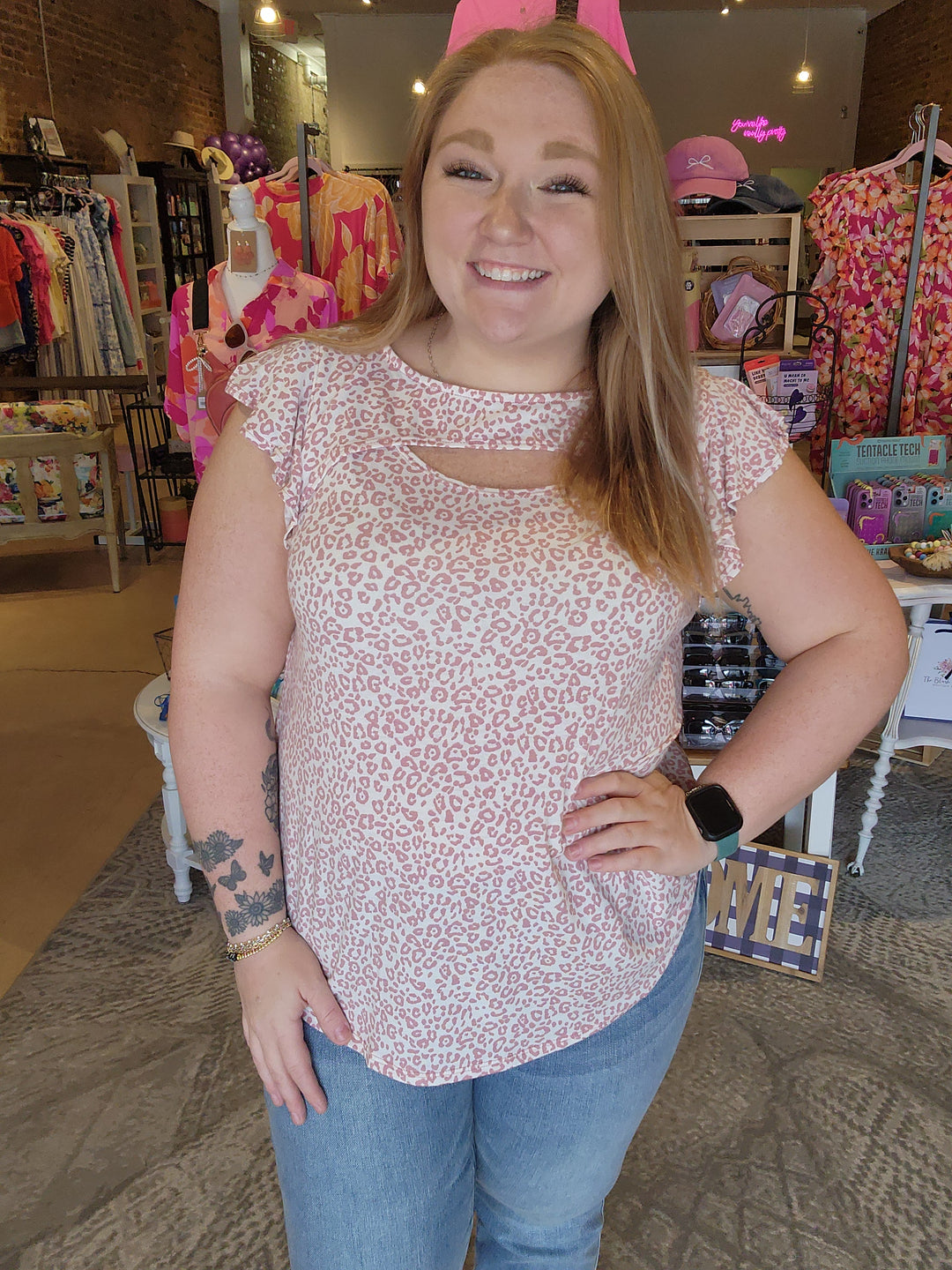 Leopard Cut Out Top